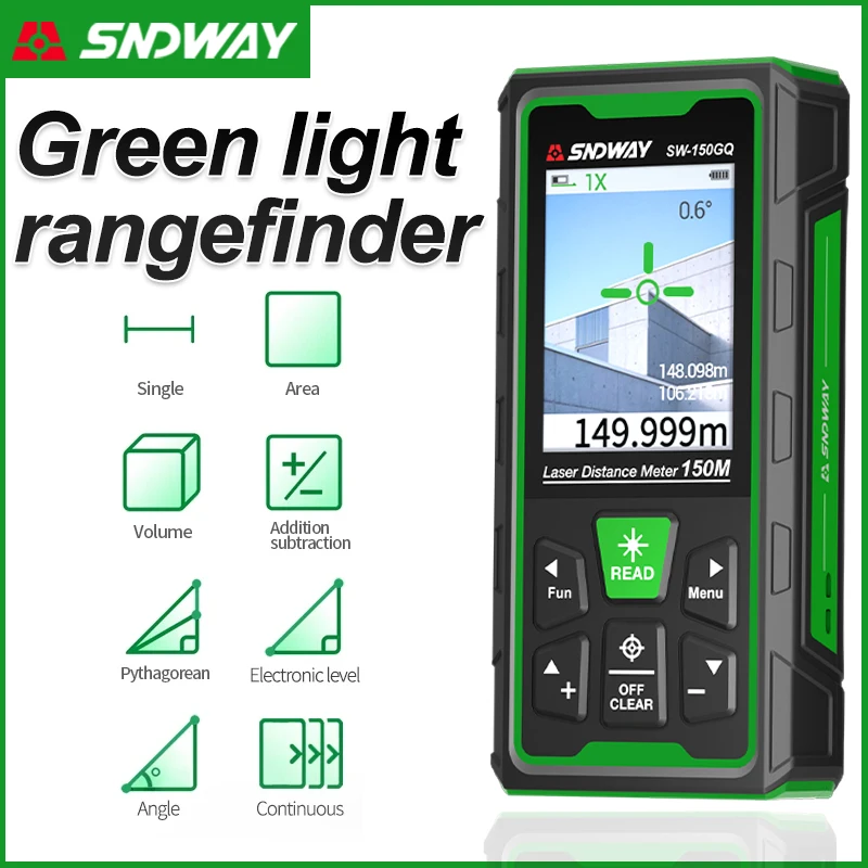 Industrial Laser Tape Measure - Grüner Laser-Entfernungsmesser Digitaler Entfernungsmesser 150m 100m