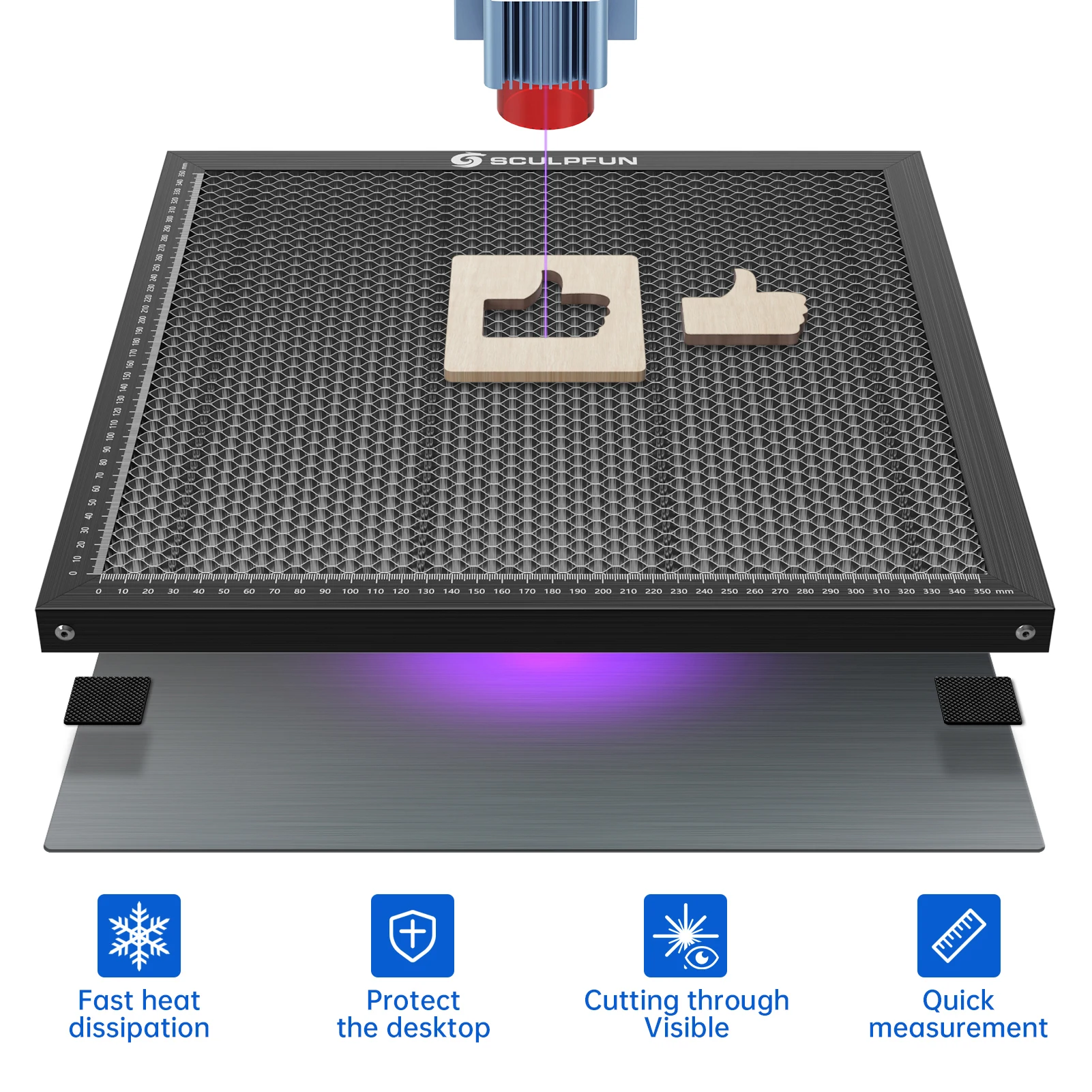 Co2 Laser Engraving Machine - Lasergravierer Arbeitsbett Wabenarbeitstisch für CO2-Laserschneidemaschine Aluminium