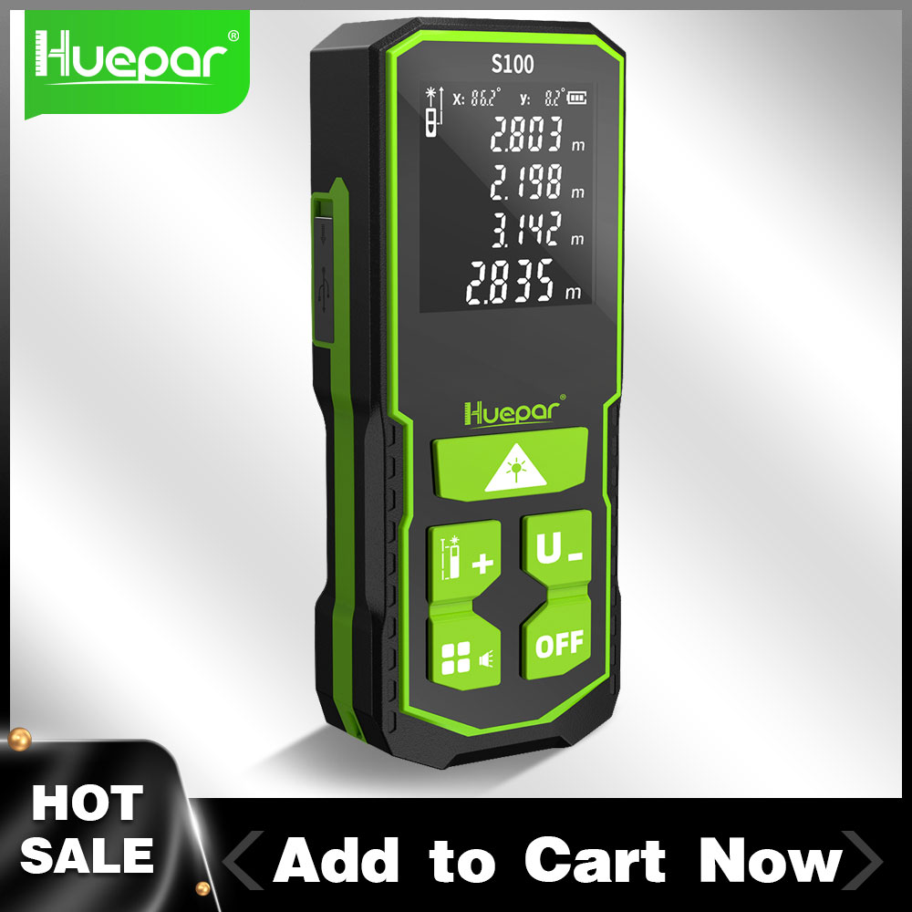 Industrial Laser Tape Measure - Huepar Laser-Entfernungsmesser, digitaler Entfernungsmesser, 328 Fuß/100