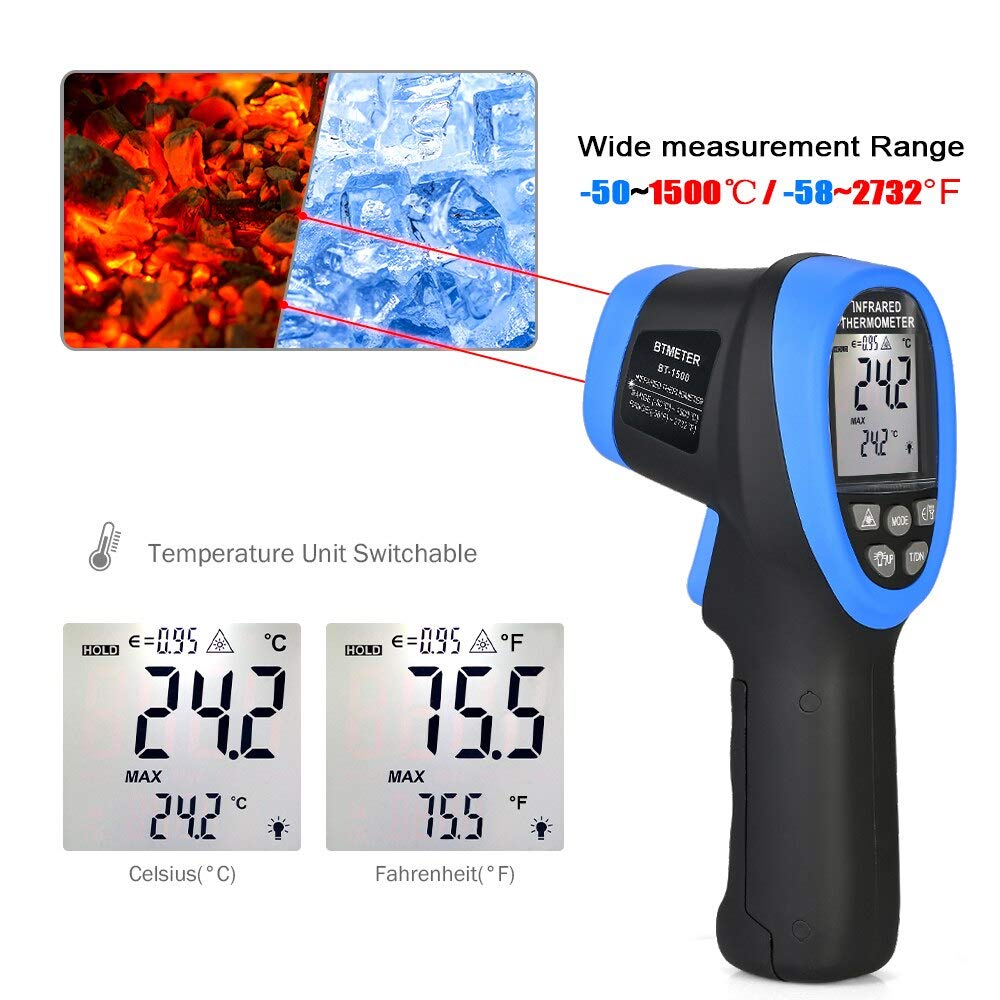 -50 ℃ bis 1500 ℃ Laser thermom – Industrial Laser Temperature Gun Bewertung und Preis